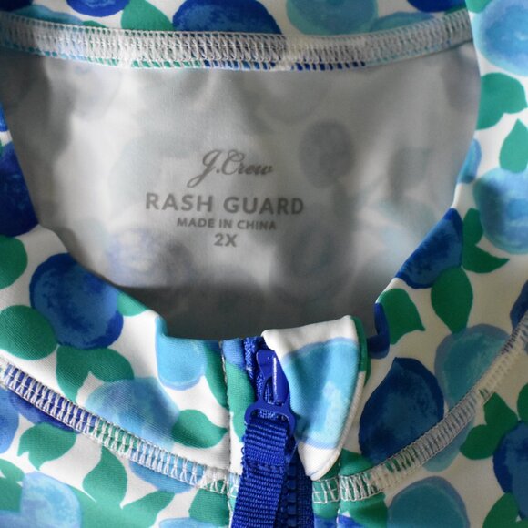 J.CREW Top Blouse 2X Blue Geometric Print Zip Front Long Sleeve Machine Wash - Picture 6 of 6